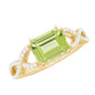 1.8 Carat Emerald Cut Peridot Engagement Ring Diamond Crossover Shank