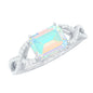Natural Emerald Cut Opalescent Diamond Engagement Ring in East West Style