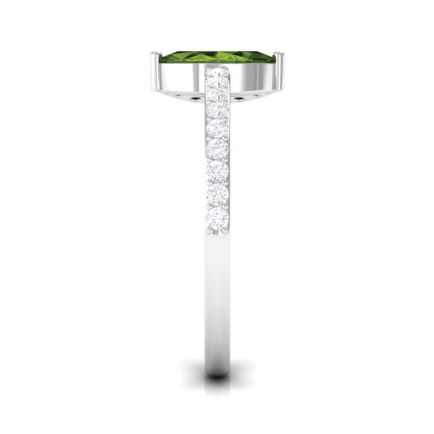 0.7 Carat Marquise Cut Peridot Ring with Diamond Accent
