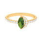 0.7 Carat Marquise Cut Peridot Ring with Diamond Accent