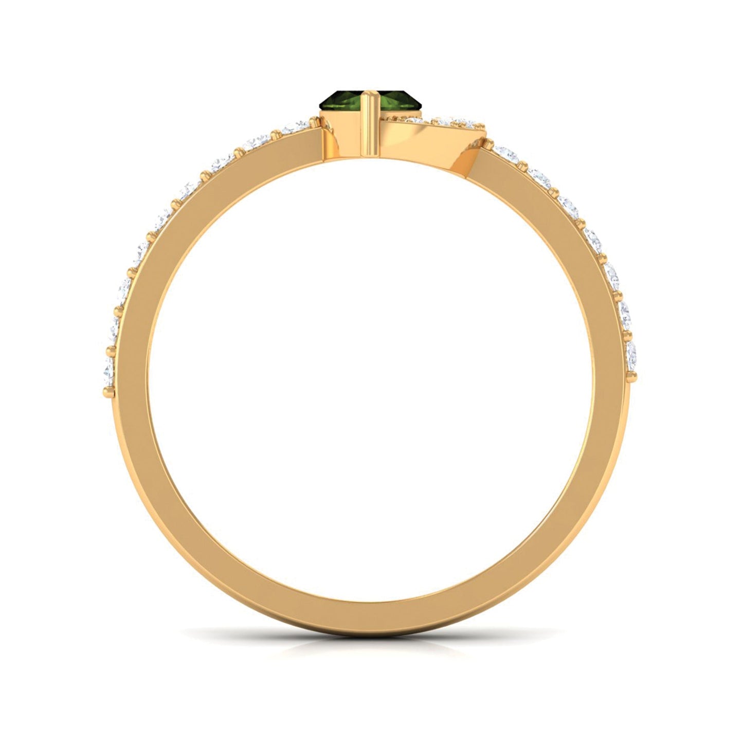0.7 Carat Marquise Cut Peridot Ring with Diamond Accent