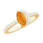 Minimal Marquise Fire Opal and Diamond Engagement Ring