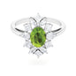 1 Carat Natural Peridot Cocktail Ring with Moissanite Stones