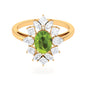 1 Carat Natural Peridot Cocktail Ring with Moissanite Stones