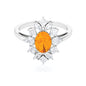 1 Carat Oval Fire Opal Cocktail Engagement Ring with Moissanite
