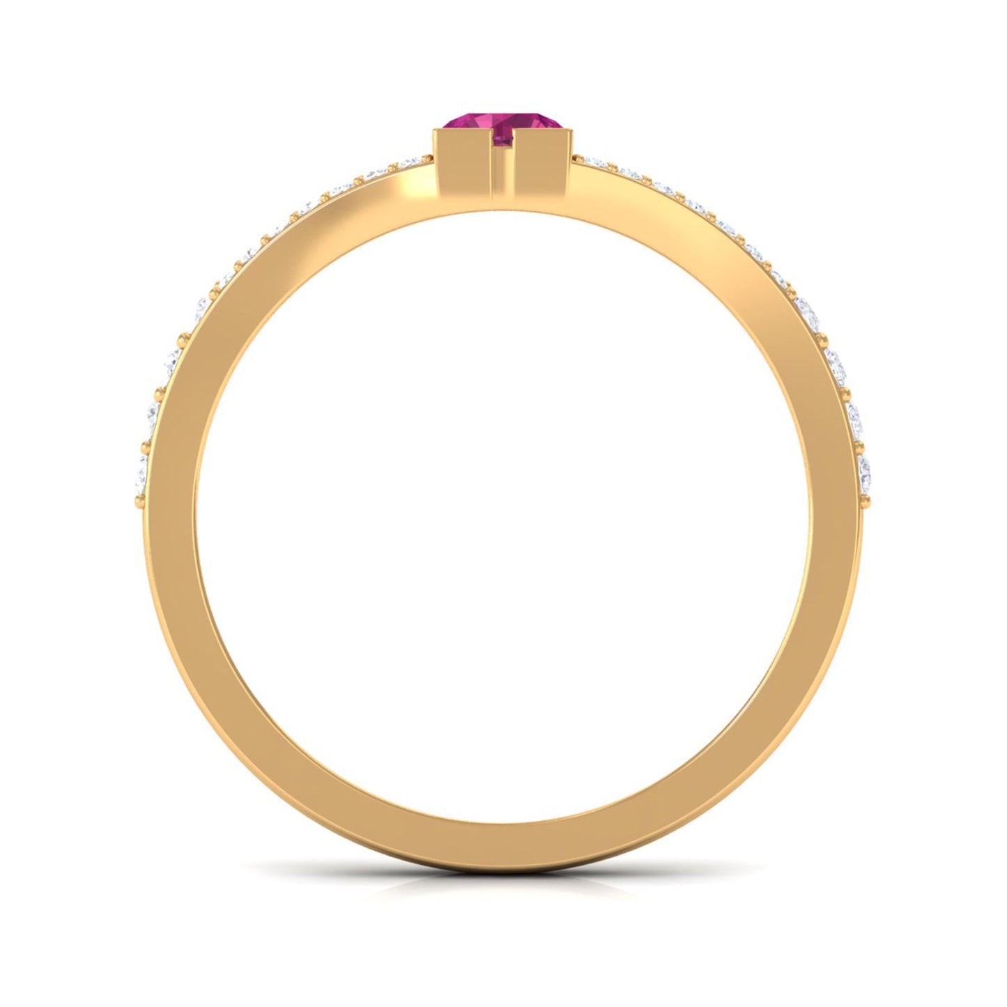 Minimal Pink Tourmaline Split Shank Ring with Diamond