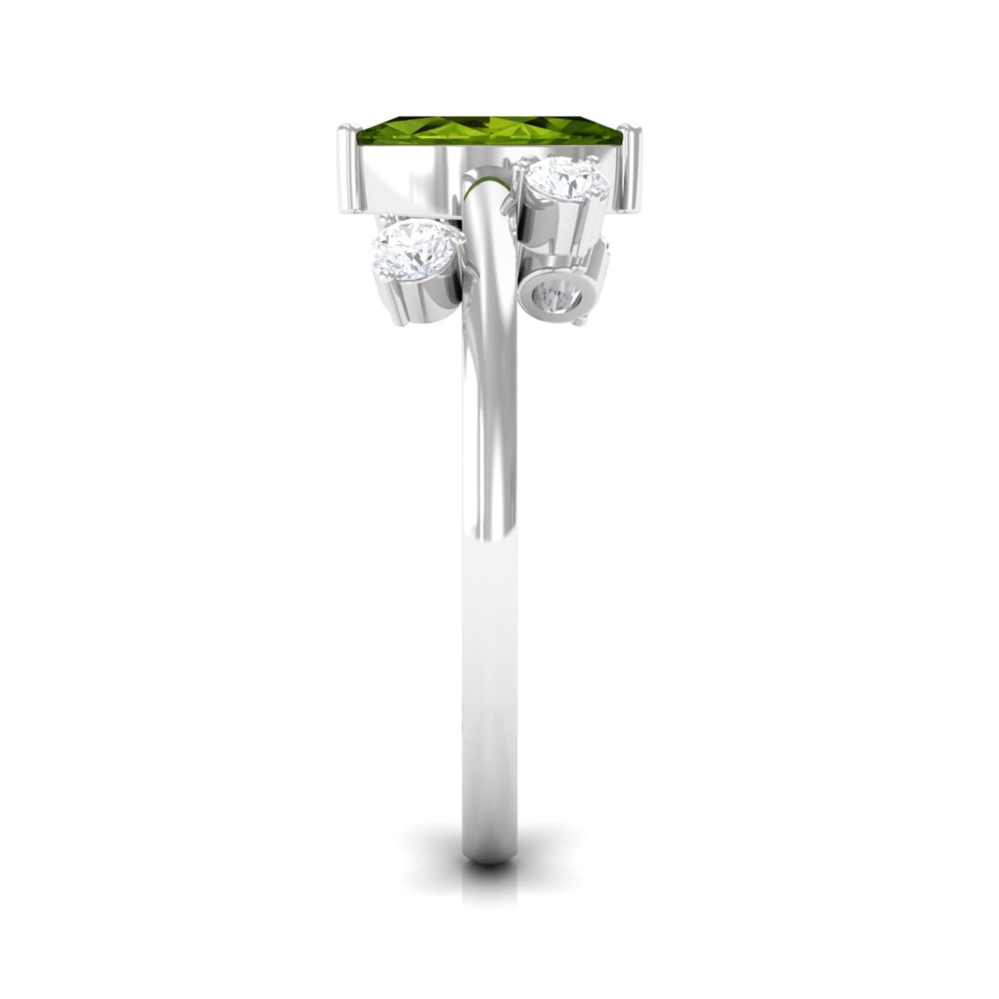 07 Carat Marquise Cut Peridot Scatter Ring with Diamond Stones