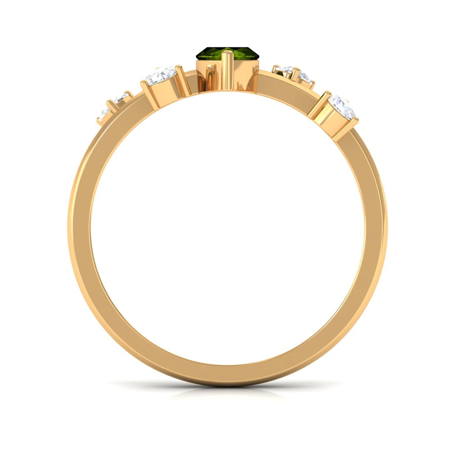 07 Carat Marquise Cut Peridot Scatter Ring with Diamond Stones