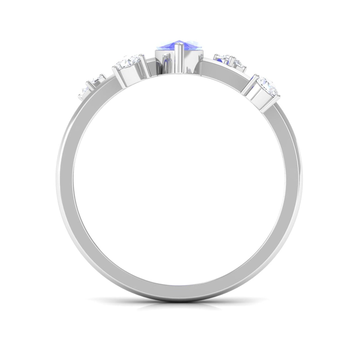 0.6 Carat Marquise Tanzanite Solitaire Ring with Scatter Diamond