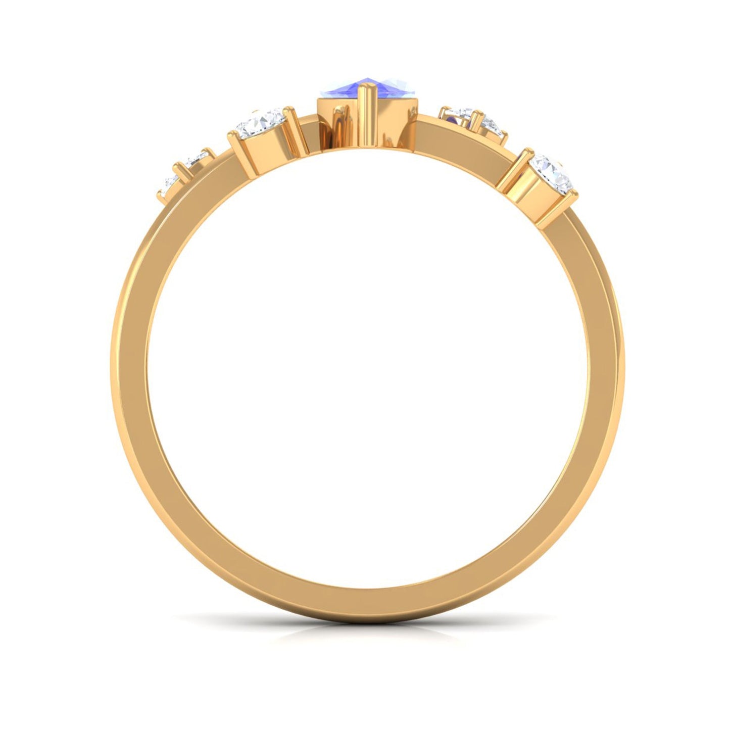 0.6 Carat Marquise Tanzanite Solitaire Ring with Scatter Diamond