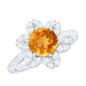 Natural Citrine Floral Engagement Ring with Diamond