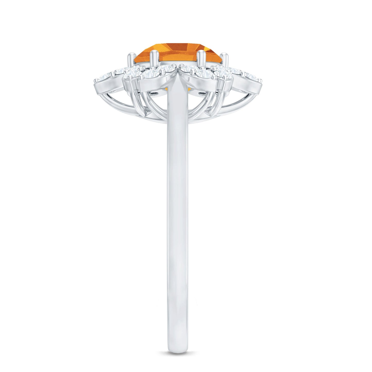 Natural Citrine Floral Engagement Ring with Diamond