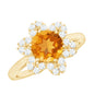 Natural Citrine Floral Engagement Ring with Diamond