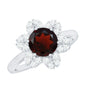 Certified Natural 2.3 Carat Garnet Flower Engagement Ring with Diamond