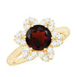 Certified Natural 2.3 Carat Garnet Flower Engagement Ring with Diamond
