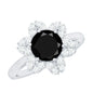 Certified 2 Carat Lab Grown Black and White Diamond Flower Engagement Ring
