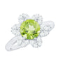 2 Carat Natural Peridot Flower Engagement Ring with Diamond