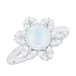 0.85 CT Moonstone and Diamond Floral Halo Engagement Ring