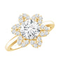 Certified Moissanite Flower Halo Engagement Ring for Women
