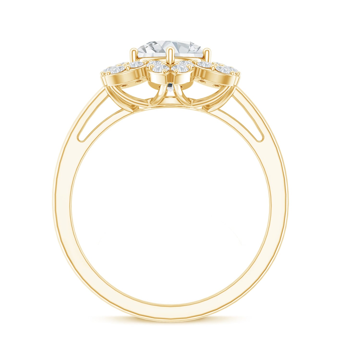 Certified Moissanite Flower Halo Engagement Ring for Women