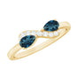 Pear Shape London Blue Topaz Infinity Promise Ring with Diamond