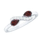Real Garnet 2 Stone Infinity Promise Ring with Diamond