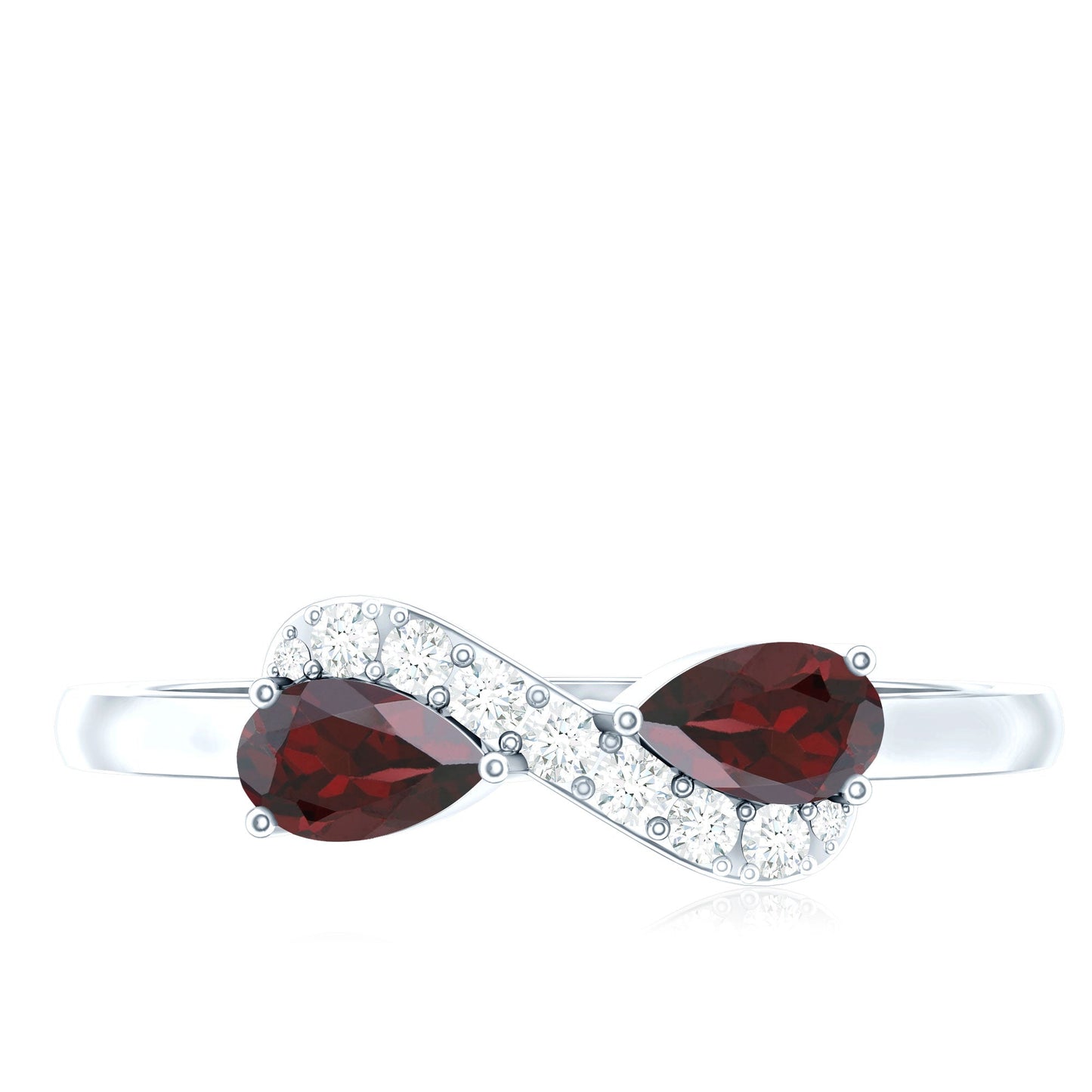 Real Garnet 2 Stone Infinity Promise Ring with Diamond