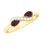 Real Garnet 2 Stone Infinity Promise Ring with Diamond