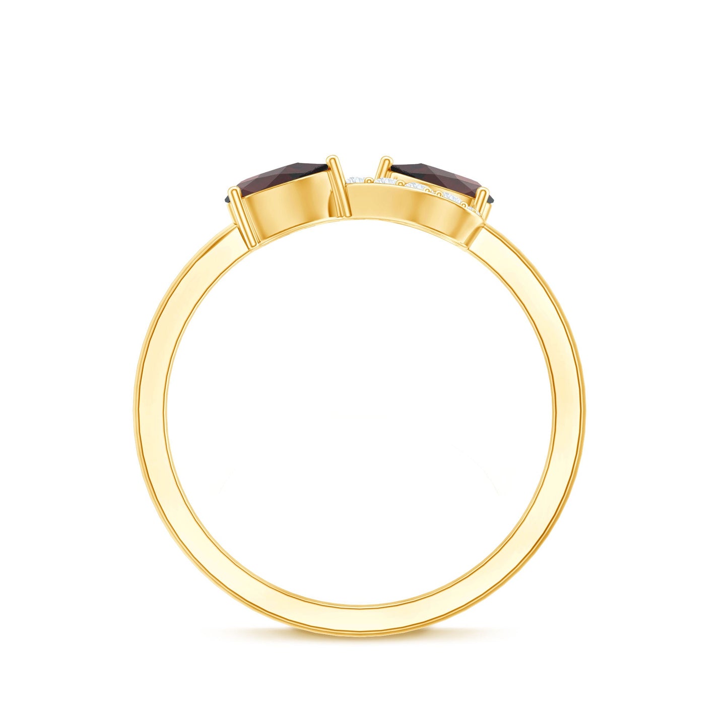 Real Garnet 2 Stone Infinity Promise Ring with Diamond