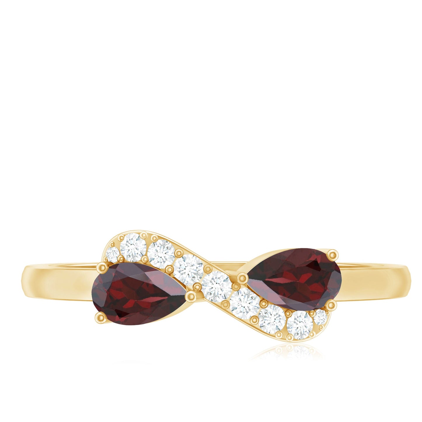 Real Garnet 2 Stone Infinity Promise Ring with Diamond
