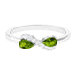 Real Pear Shape Peridot 2 Stone Promise Ring with Diamond