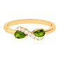Real Pear Shape Peridot 2 Stone Promise Ring with Diamond