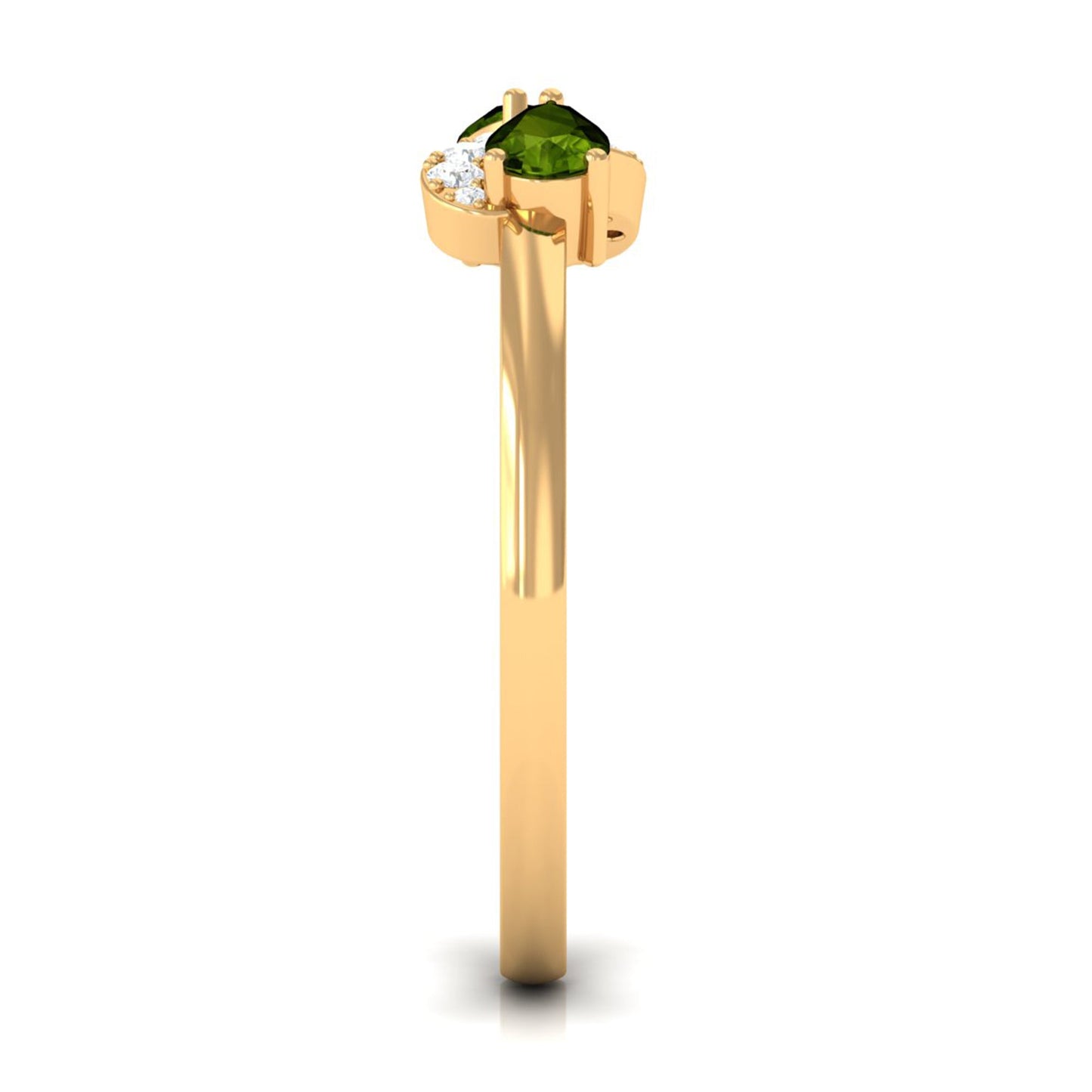 Real Pear Shape Peridot 2 Stone Promise Ring with Diamond