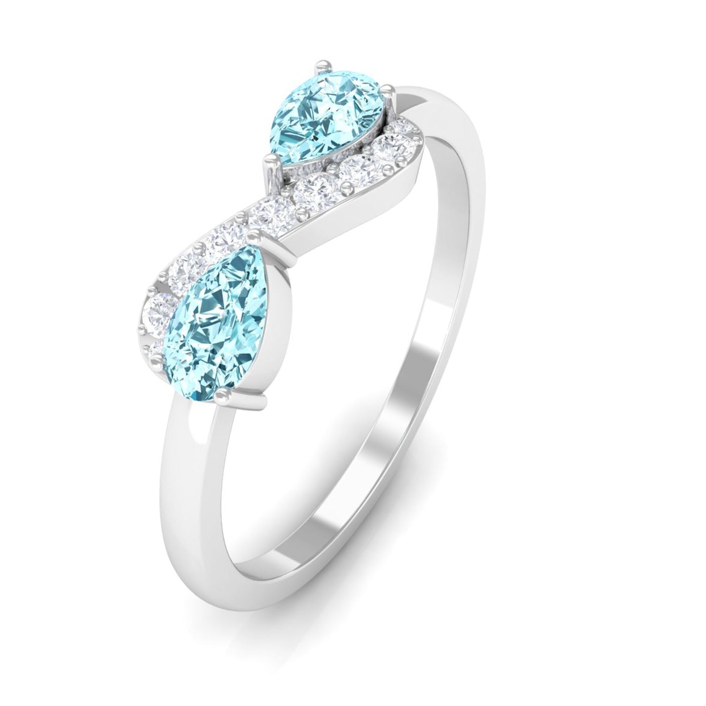 0.7 Carat Pear Aquamarine Infinity Promise Ring with Diamond