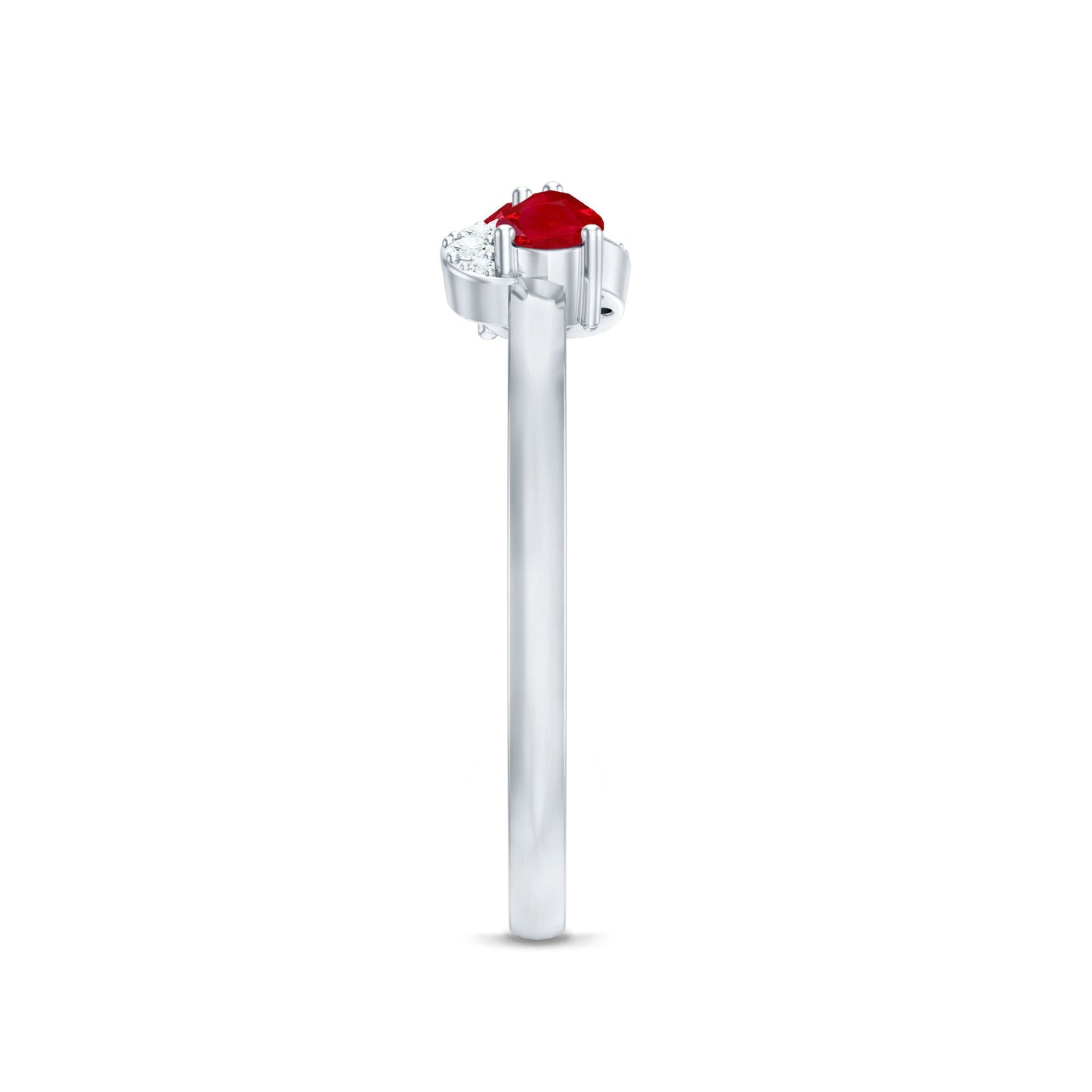Natural Pear Shape Ruby Toi Et Moi Promise Ring with Diamond