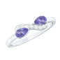 Real Tanzanite 2 Stone Promise Ring with Diamond