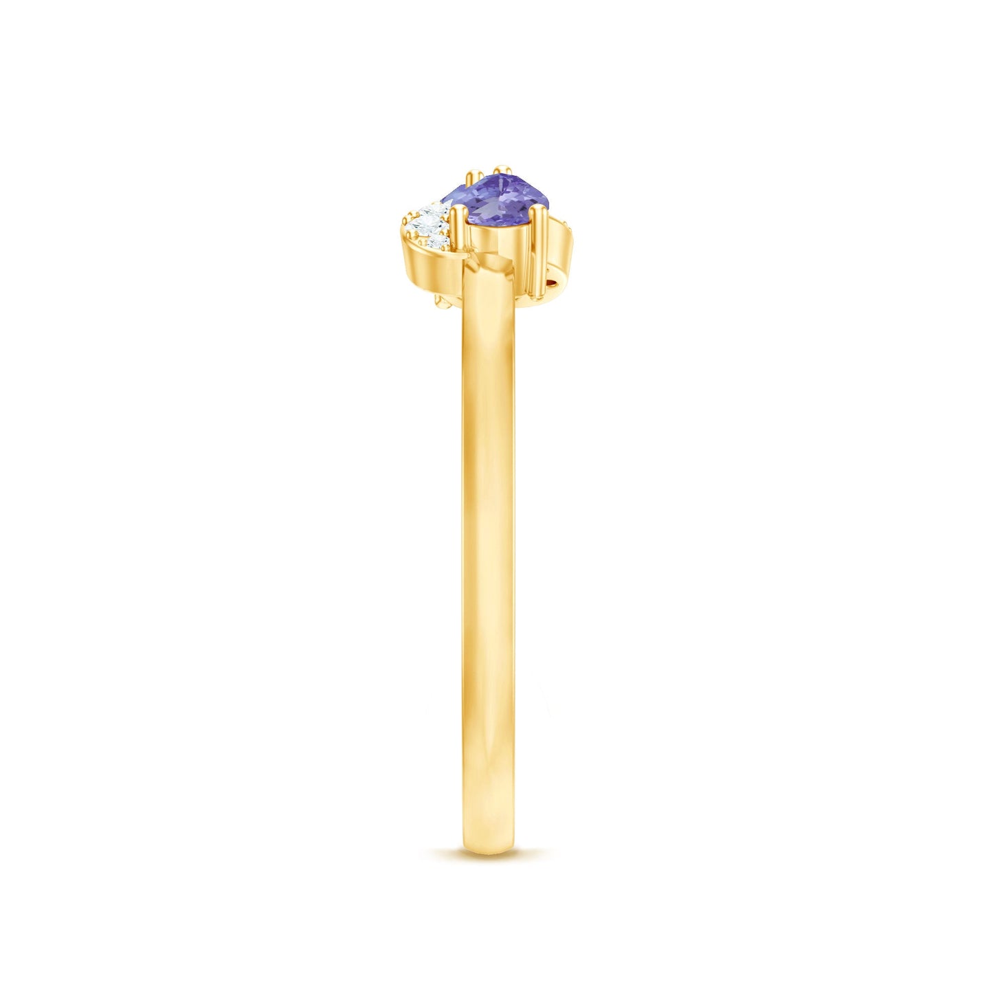 Real Tanzanite 2 Stone Promise Ring with Diamond
