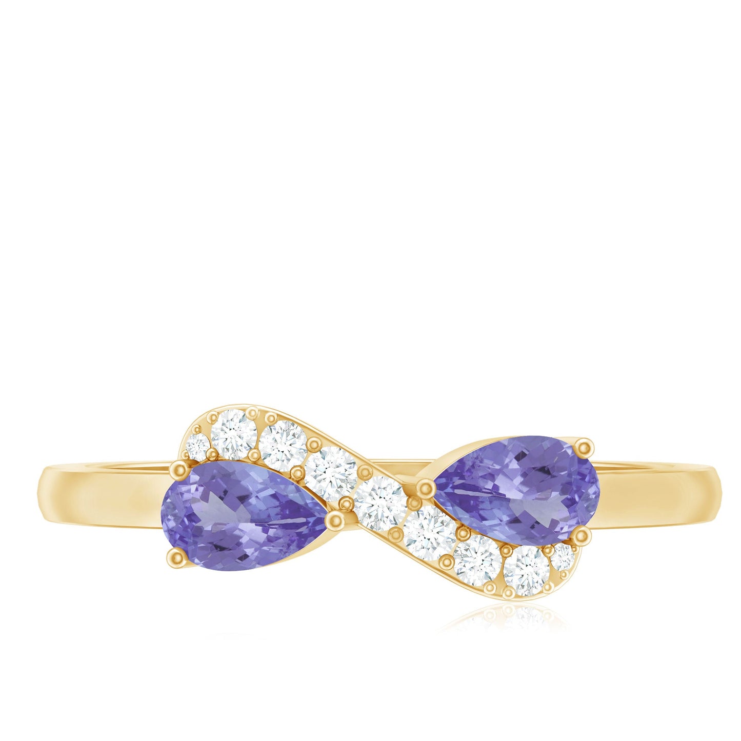 Real Tanzanite 2 Stone Promise Ring with Diamond