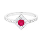 Minimal Ruby and Diamond Textured Ring