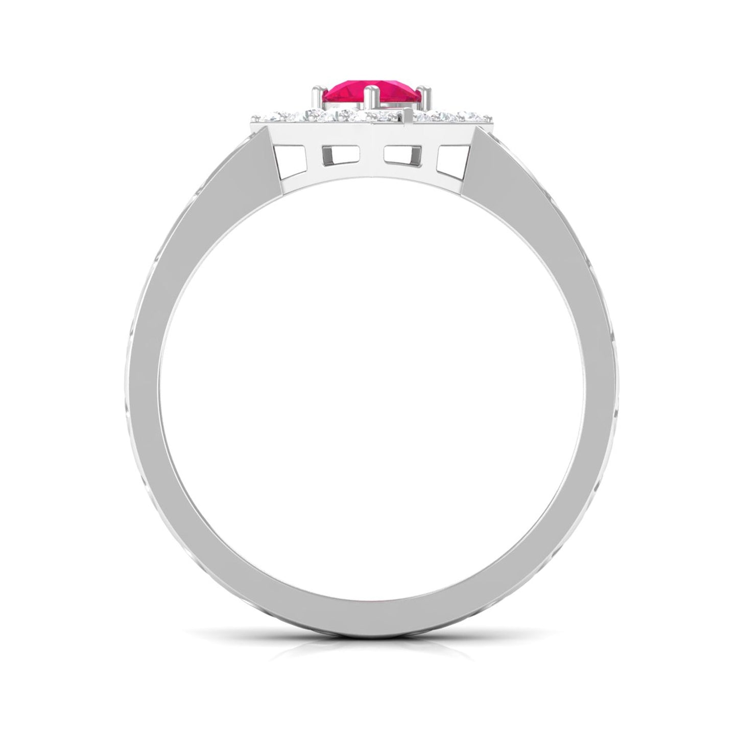 Minimal Ruby and Diamond Textured Ring