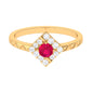 Minimal Ruby and Diamond Textured Ring