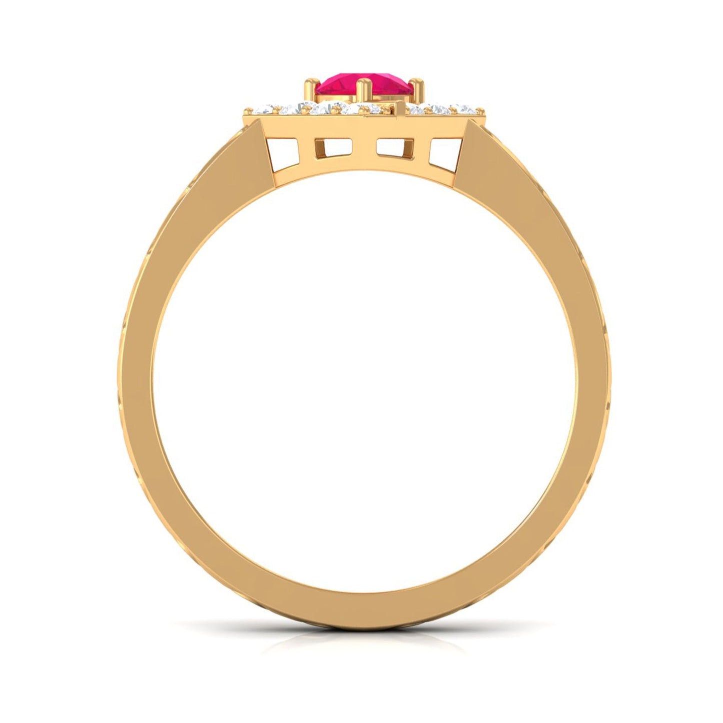 Minimal Ruby and Diamond Textured Ring