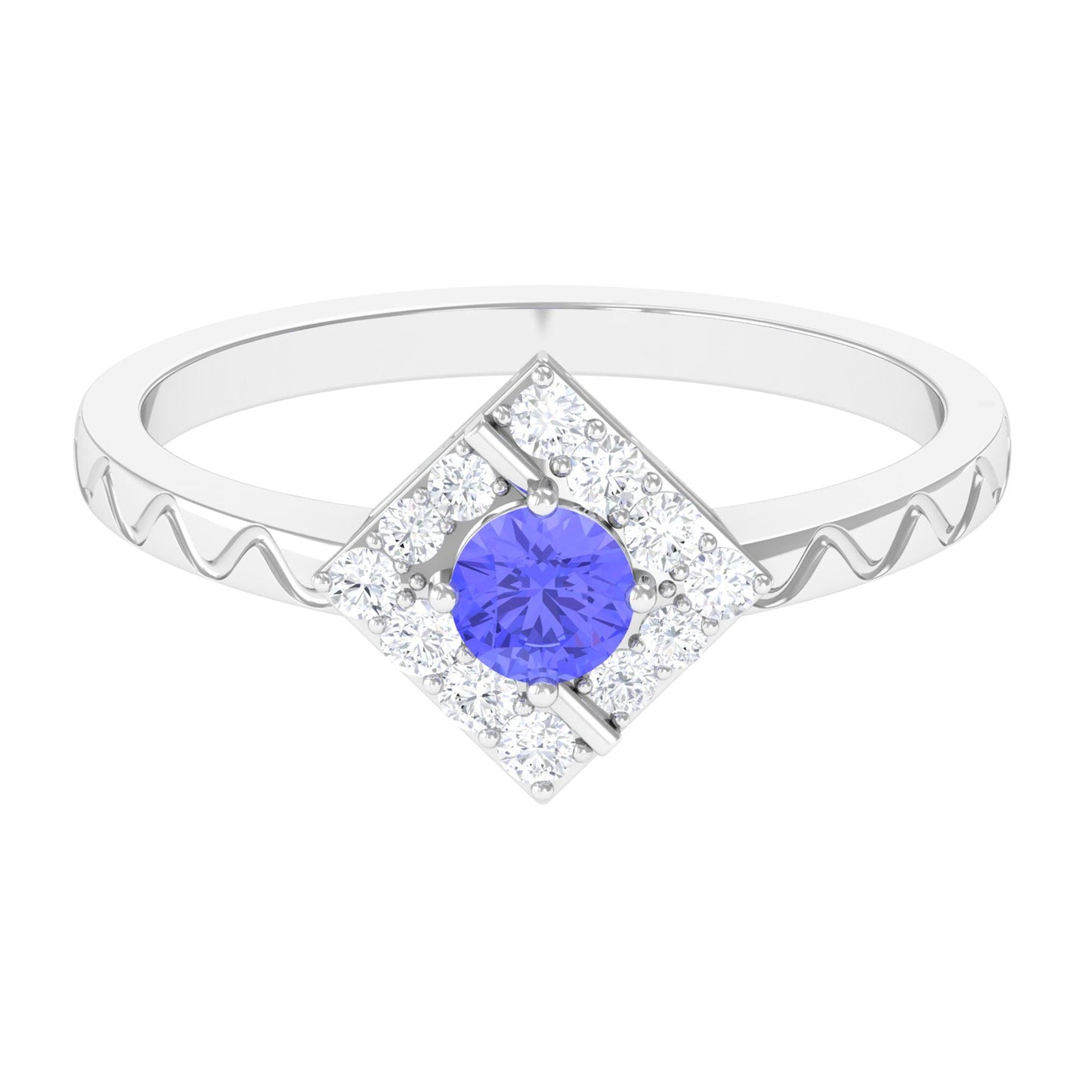 0.5 Carat Minimal Tanzanite and Diamond Ring