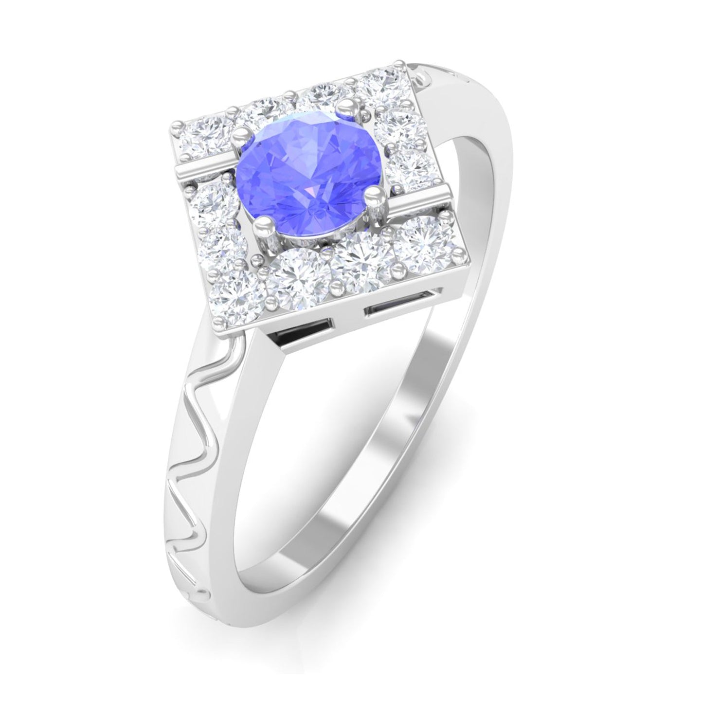 0.5 Carat Minimal Tanzanite and Diamond Ring