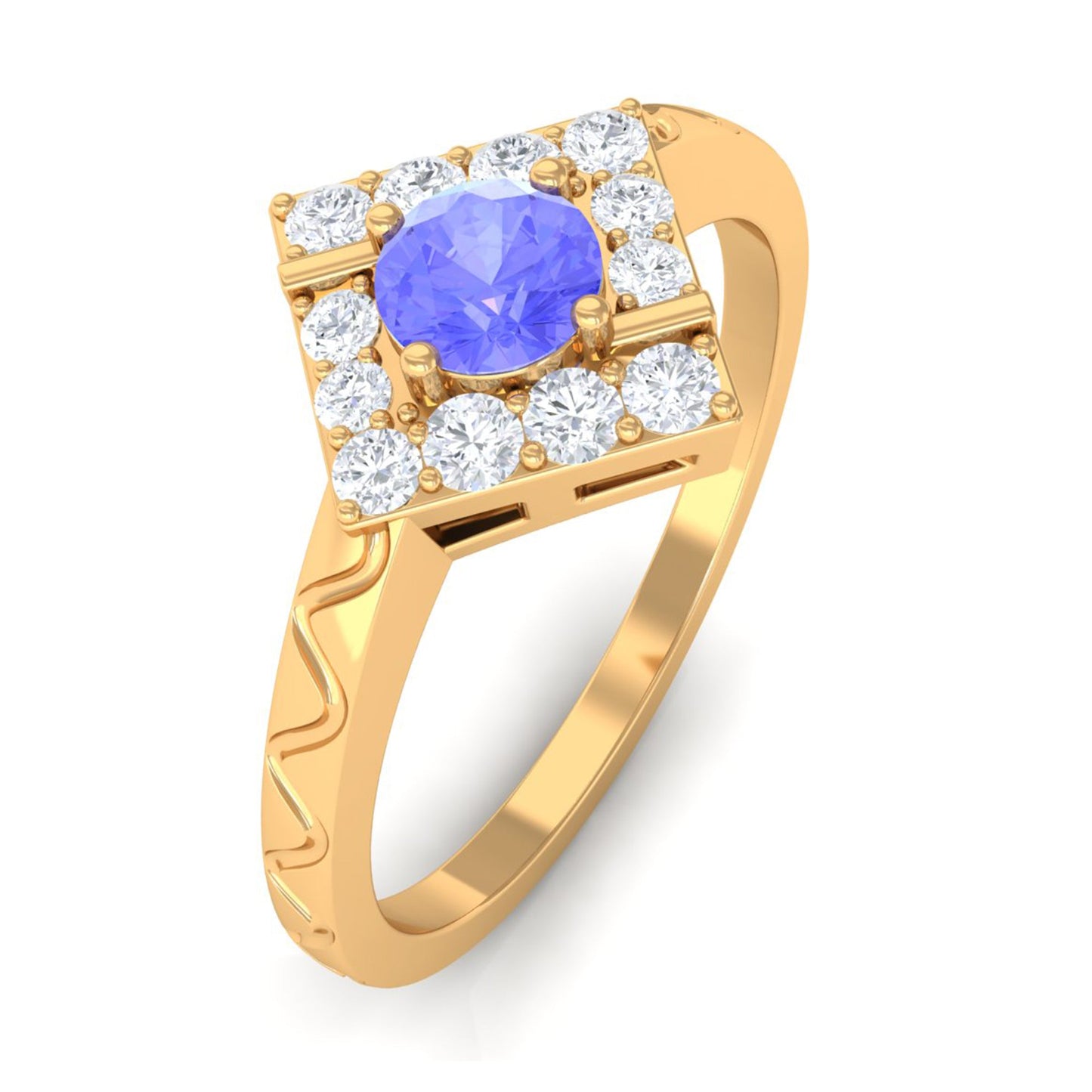 0.5 Carat Minimal Tanzanite and Diamond Ring