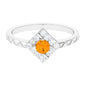0.4 Carat Minimal Fire Opal and Diamond Textured Ring