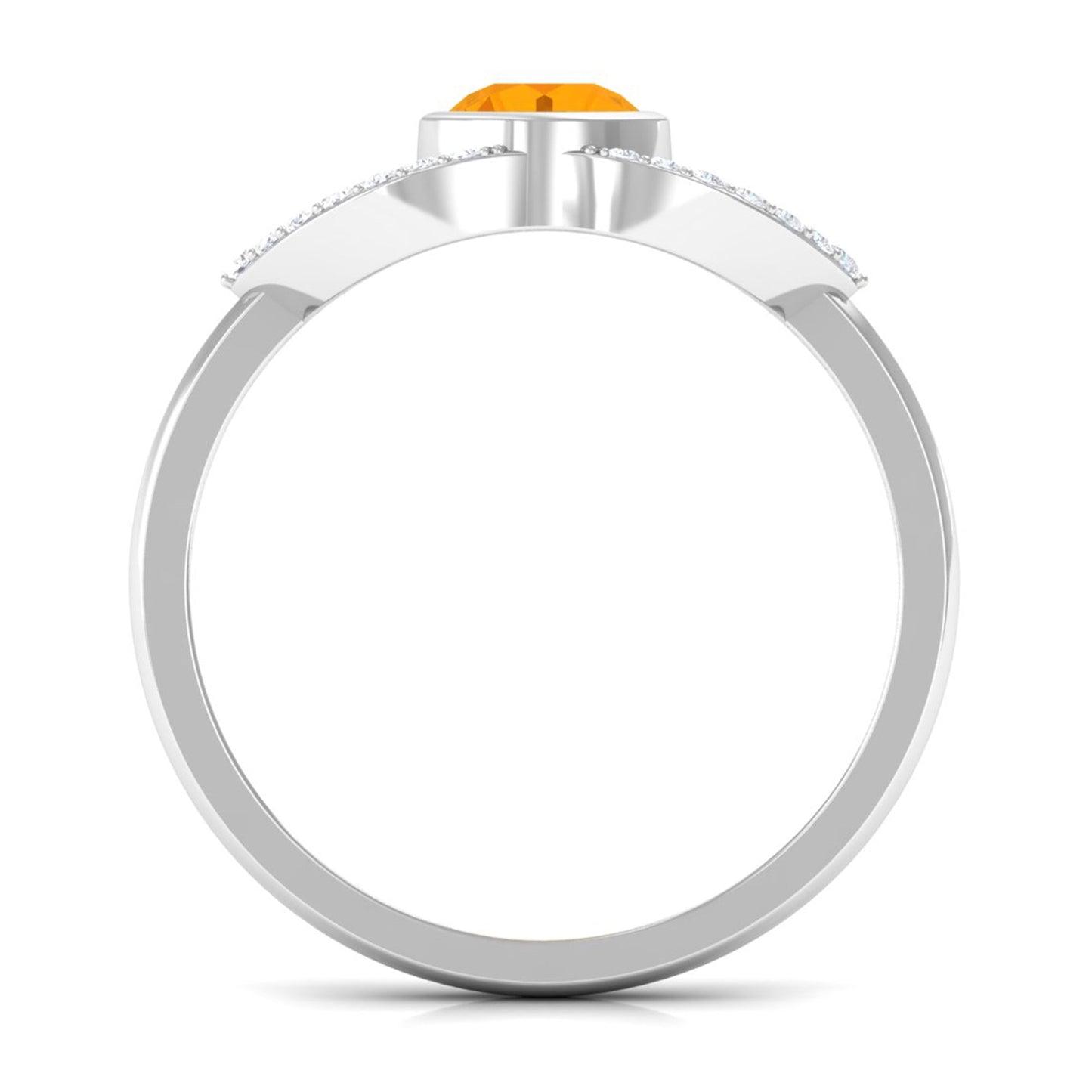 0.4 Carat Fire Opal and Diamond Split Shank Engagement Ring
