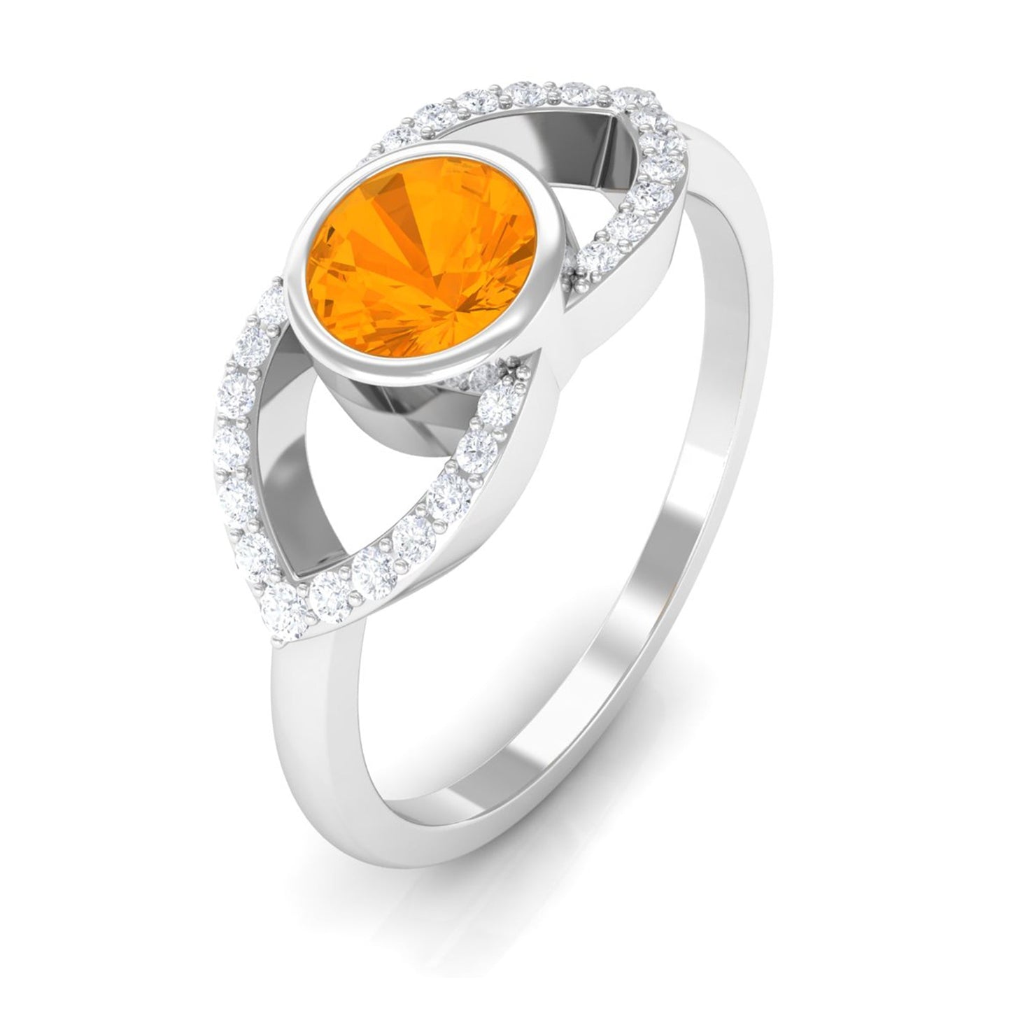 0.4 Carat Fire Opal and Diamond Split Shank Engagement Ring