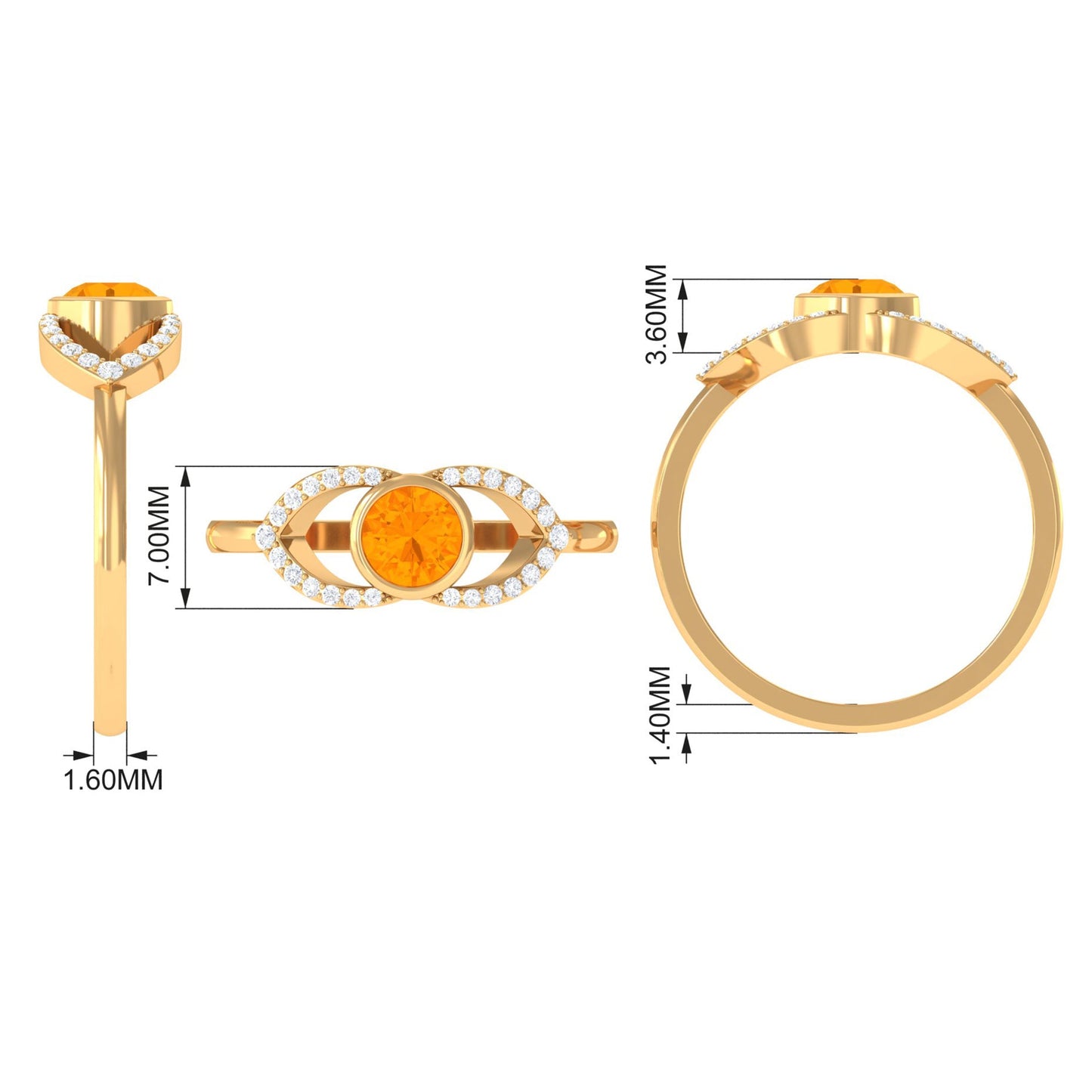 0.4 Carat Fire Opal and Diamond Split Shank Engagement Ring
