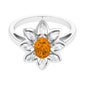 1 Carat Oval Cut Citrine Flower Engagement Ring with Diamond Stones